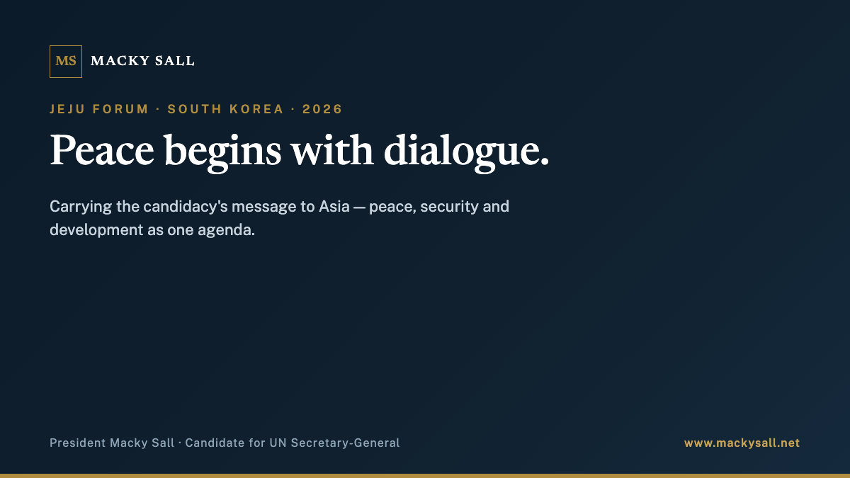 Macky Sall forum Jeju : dialogue pour la paix en Asie