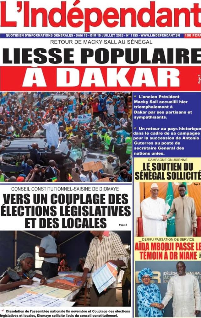 Une de L'Indépendant, 18 juillet 2026