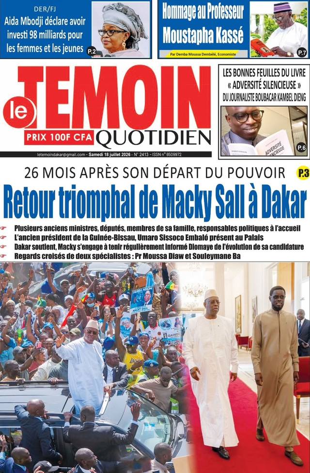 Une de Le Témoin, 18 juillet 2026