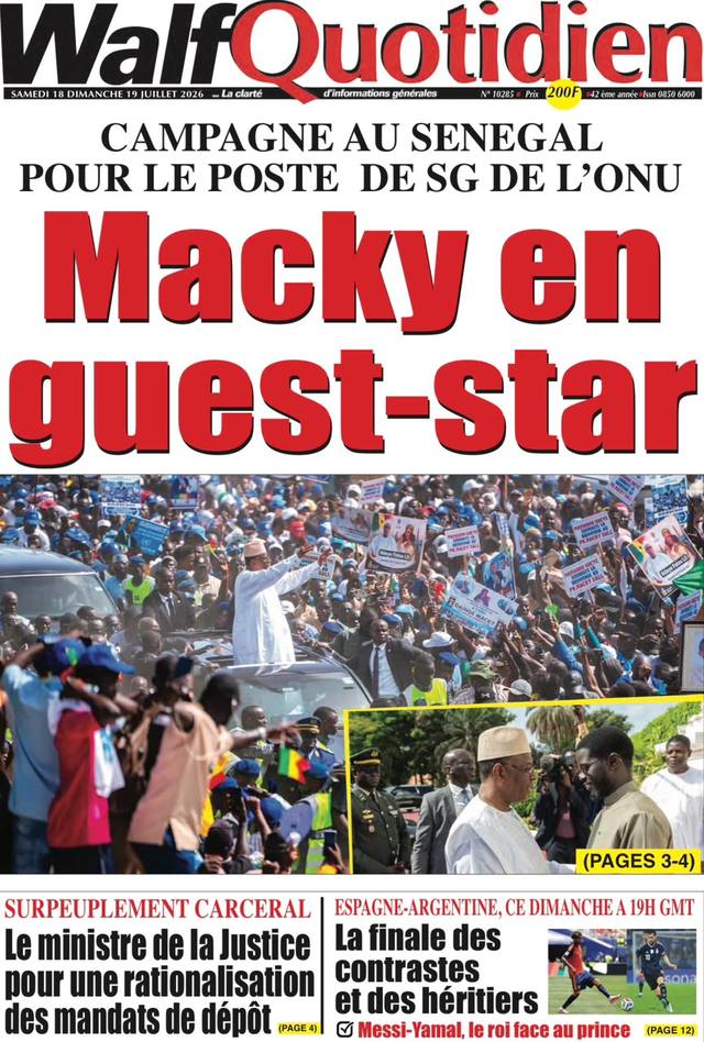 Une de Le Quotidien, 18 juillet 2026