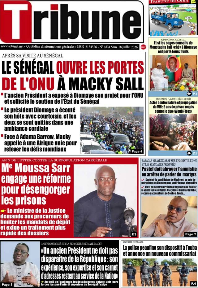 Une de Tribune, 18 juillet 2026