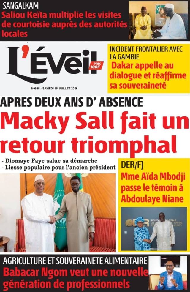 Une de L'Éveil, 18 juillet 2026