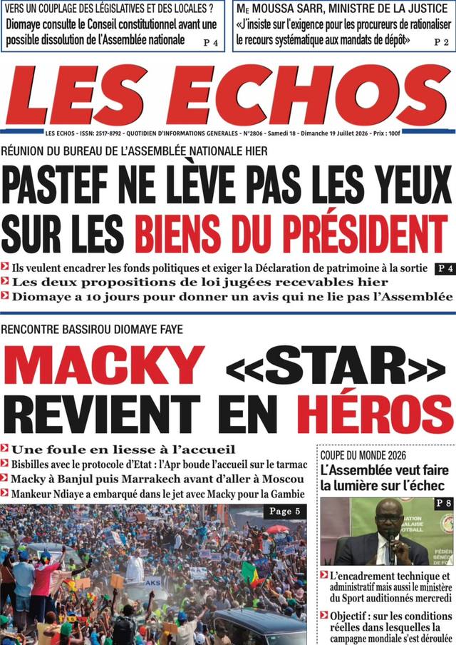 Une de Les Échos, 18 juillet 2026