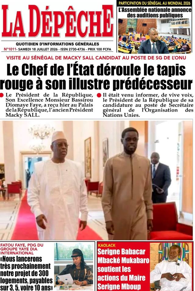 Une de La Dépêche, 18 juillet 2026
